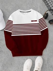 Tween-Jungen Lässiger, stylischer Pullover mit minimalistischem Streifenmuster, bequem und warm für Herbst/Winter - Verschiedenfarbig - Übersicht 3