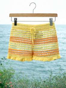 Selianne 女士优雅抽绳针织裤，春夏款 - 黃色 - 查看 3