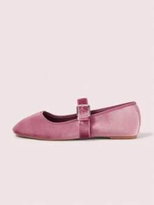 CUCCOO DOLLMOD Women's Shoes Medium Purple Round Toe Velvet Flats Spring Shoes - Light pink. - View 7