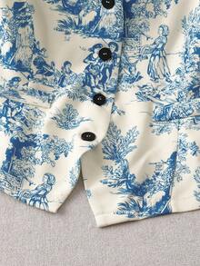GlowEve CURVE Conjunto de 2 piezas de top de tirantes con botones y pantalones cortos con estampado todo sobre en talla grande para vacaciones de verano - Albaricoque - Ver 5