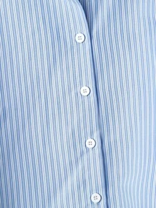 Franclia Petite Women's Striped Print Button-Front Casual Long Sleeve Shirt, Suitable For All Seasons - Blue - View 4