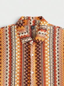 EASEVO Camisa casual de manga corta a rayas de solapa única para hombres de talla grande - Multicolor - Ver 3