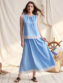 Franclia Blue And White Summer Elegant Tea Party Set,Women's Sleeveless ...