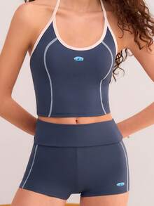 Athîral Ensemble sport décontracté femme à rayures bicolores - Gris - Voir 3