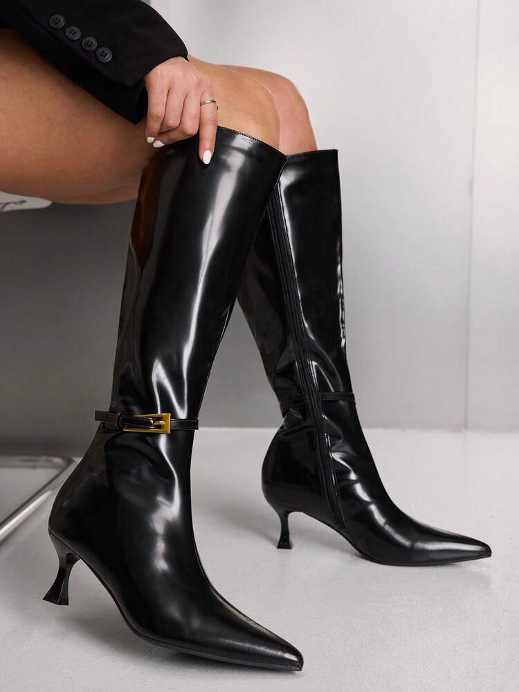 CUCCOO SZL Women's Fashion Pointed Toe Knee-High Boots Spring Shoes