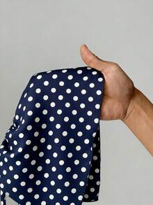 SHEIN EZwear Bộ 2 món: Áo hai dây hở lưng buộc nơ màu xanh chấm bi và quần ống rộng có dây rút, thích hợp cho hộp đêm, kỳ nghỉ, bãi biển, tiệc tùng, Hawaii và các dịp khác. - Nhiều màu - Xem 5