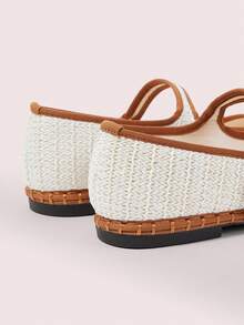 CUCCOO DOLLMOD Women's Shoes Classic White Contrasting Color Along The Edge Mary Jane Flats Spring Shoes - White - View 10