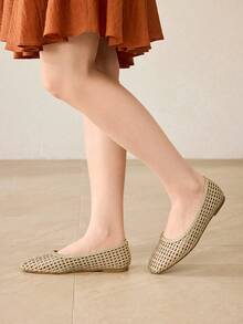 MOTF MUJERES BAILARINAS DE PUNTA CUADRADA TRENZADAS - Dorado - Ver 8