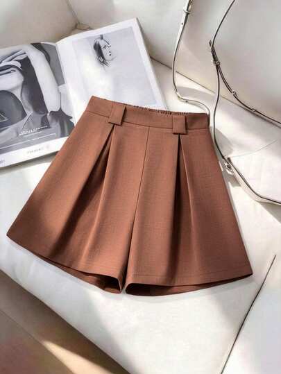 GlowEve CURVE Plus Size Women's New Commuting Business Casual Elegant Wide Leg Short Pants
