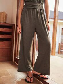 Bohemian Knit Women's Pajama Jumpsuit - Coffee Brown - View 6