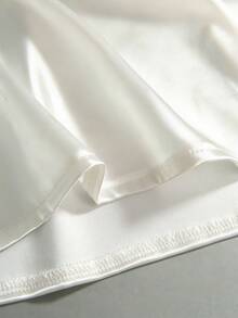 Franclia Elegant Small V Lapel Raglan Short Sleeves Side Waist Pleated Satin Spring And Summer White Women's Blouses Elegant Women's Blouses Satin Blouses Women's Outing Blouses Women's Party Blouses Women's Daily Blouses Women's Luxury Blouses Summer Holiday Wear Blouses Satin Shirt Office Blouse Satin Blouses For Women - Apricot - View 6