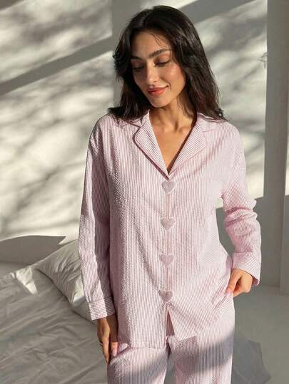 Aloruh Women's Striped Long Sleeve Top And Wide Leg Pants Casual Outfit Loungewear Women Striped Pajamas