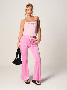 MISSGUIDED Too Pretty For A Job Slogan Cami Top With Thin Straps And Square Neckline For Casual Summer Wear - Pink - View 6