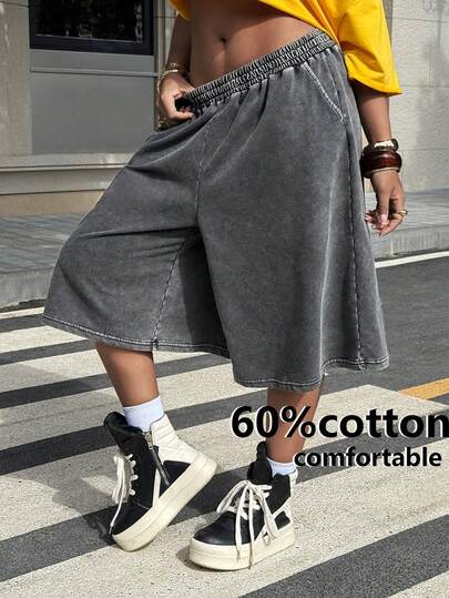 Muchica Plus Size Women Casual 3/4  Black Pants,For Daily Commute,Date, Commute, Party,Fall /Autumn/Winter/Summer,Christmas,New Year,Thanksgiving,Party,Wedding,Beach,Graduati,Chic,Elegant,Casual,Going Out,Date,Appointment,Commute,Shining,Valentine's Day,Elegant ,Vacation,Casual,Y2k,Sexy