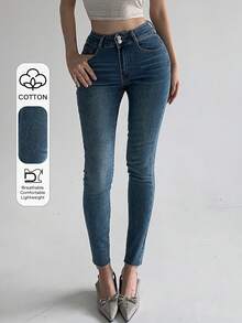 DAZY Skinny Distressed Slim Fit Women Jeans - Blue - View 1