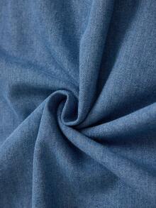 GlowEve Women's Casual Washed Denim Mini Dress With Flared Sleeves, Summer - Blue - View 5