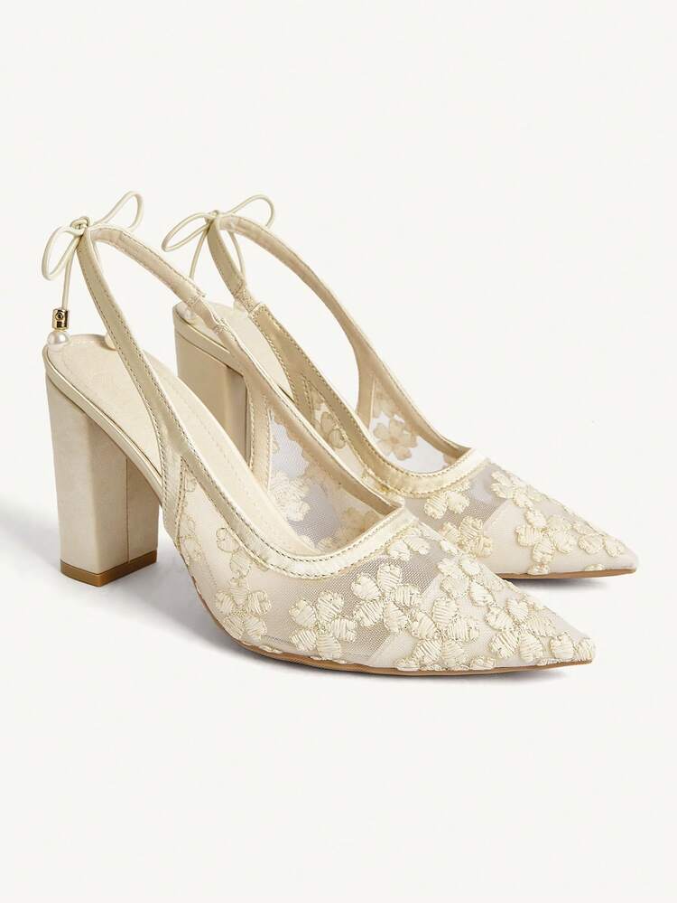 CUCCOO CHICEST Women Shoes Summer New Closed Toe Sandals Women's Sweet High Heels Fashion Embroidered High Heels Shoes Wedding Shoes Spring Shoes Bride Shoes