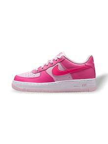Nike Air Force 1 女款运动鞋（小学款）吸汗透气轻便纯色易洗百搭学生鞋（GS）粉色 IO7454-684 - 淺粉色/粉紅色 - 查看 1