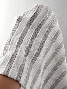 Manfinity Homme Men's Striped Print Short Sleeve Casual Commuter Polo Shirt - Khaki - View 5