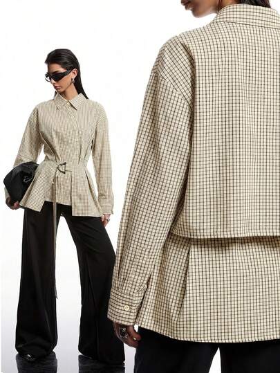 LYSMO قميص كاجوال مربع الأنماط الجديد لربيع وعيد الميلاد 2026، قميص ، شتوي، عيد الميلاد، ، موسم التخرج، موضة للنساء