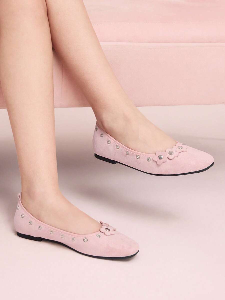 CUCCOO DOLLMOD Women 3D Floral Decor Casual Commuting Fashion Shoes Spring Shoes - Pink - View 1