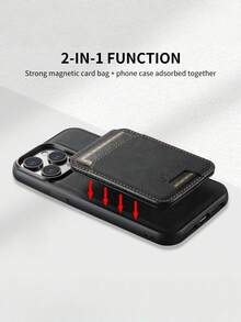 Suteni 2-In-1 PU Leather Detachable Wallet Phone Case With Card Slot, Compatible With MagSafe Wireless Charging Compatible With IPhone 17 Pro Max, 17 Air, 16, 15 Plus, 14, 13, 12, 11, Galaxy S25 Ultra, S24, S23, S22, Note 20, Pixel 10 Pro XL, 9, 8A, 7 Waterproof Shockproof Anti-Fall Scratch Resistant - Lychee black - View 3