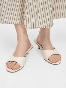 Mnmlis Sandalias de tacón alto minimalistas y versátiles de moda para mujer, de verano - Albaricoque - Ver 3
