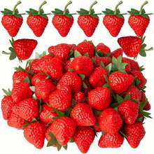Artificial Red Strawberry, Realistic Simulation Of Fruit Plastic Strawberry, Suitable For Home Kitchen Party Decoration, Photography Props, Gifts, Birthday And Graduation Ceremonies, Etc. - Red - View 6