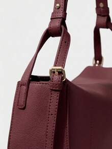 MOTF PREMIUM 女士单肩包，精致简约通勤手提包 - 酒紅色 - 查看 5
