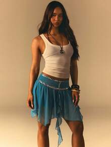 Athîral Chân váy ngắn xếp ly đa năng dành cho nữ, thích hợp cho hẹn hò/đi chơi. - Màu xanh ngọc - Xem 6