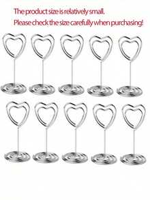 5/10/20 件金色桌号卡夹，心形桌面照片夹桌照片架座位卡夹适用于纸质菜单夹 - 銀色 - 查看 10