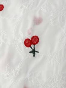 GlowEve 女士夏季休闲樱桃刺绣网纱拼接衬衫 - 白色 - 查看 6