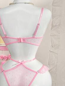 Đồ lót ren hồng thêu hình trái tim dễ thương và lãng mạn - Hồng - Xem 6