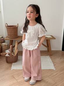 DAZY Quần jean denim màu hồng thêu hình bướm dành cho bé gái - Hồng - Xem 5