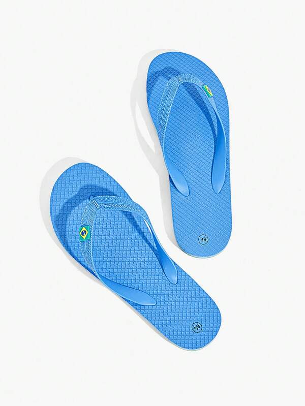 Grefit Color Matching Printed Flat-Bottomed Beach Flip-Flops, Suitable For Indoor And Outdoor Wear, Beach T-Slippers, Light And Comfortable, Non-Slip, Suitable For Outdoor Walking, Street Fashion, Multi-Functional Flat-Bottomed Slippers, Suitable For Indoor And Outdoor Wear, Tropical Style In Vacation Season, Solid Color Design, Suitable For Spring And Summer, Back-To-School Season Beach Shoes Summer Shoes