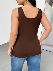SHEIN Essnce Áo tank top dài màu đen dáng ôm, co giãn tốt, thoải mái, cơ bản, đa năng cho nữ, mùa xuân và hè, thích hợp mặc hàng ngày, trang phục mùa hè cho nữ, áo ôm dáng, áo đi chơi, phong cách mùa hè châu Âu, phong cách tối giản. - Nhiều màu - Xem 10