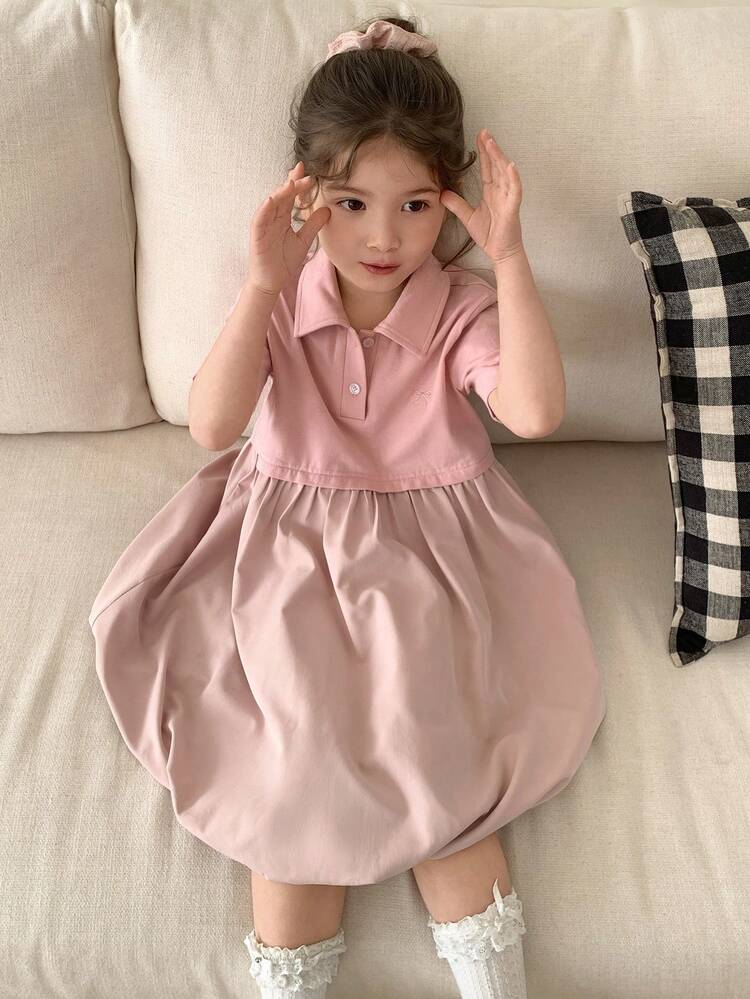 Young Girl Color Block Ruffle Casual Everyday Party Dress Summer