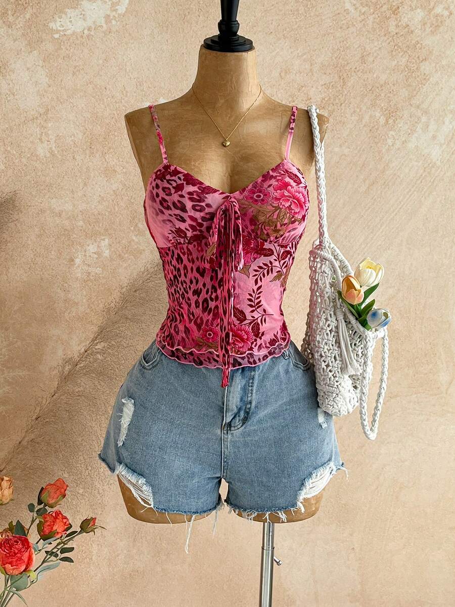 Soleia Áo hai dây họa tiết da báo dệt kim lưới mới cho kỳ nghỉ, kỳ nghỉ xuân, lễ Thánh Patrick, lễ Phục sinh dành cho phụ nữ, buổi hòa nhạc dành cho phụ nữ, thanh lịch, kỳ nghỉ, trang phục công sở thường ngày dành cho phụ nữ, phương Tây, dễ thương, boho, đồng quê, khiêm tốn, thời trang đường phố, nhiệt đới, gyaru, hoa, hở lưng - Nhiều màu - Xem 1