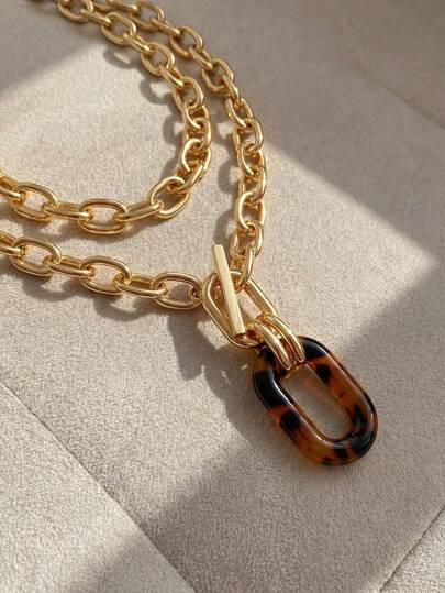 Resyla 1 件优雅金属金链创意厚实多层项链，适合派对和日常佩戴