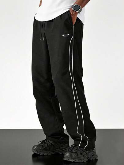 Sport MetroGents Pantalones deportivos de hombre con estampado de rayas de color contrastante