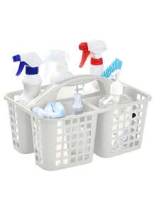 1 pieza Cesta de almacenamiento de escritorio de plástico, cesta de almacenamiento multifuncional de unicolor minimalista para el hogar - Gris - Ver 1