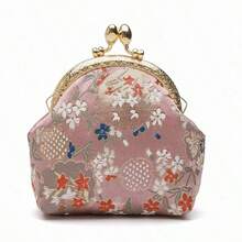 Cirelle Ví cầm tay khóa cài kiểu cổ điển – Ví đựng tiền xu khung kim loại dệt hoa văn Jacquard, ví nhẹ kiểu retro đựng thẻ, chìa khóa và mỹ phẩm, túi xách hàng ngày. - Nhiều màu - Xem 12