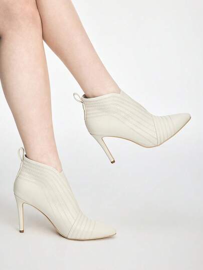 Mnmlis Stivaletti alla caviglia da donna con punta affusolata e tacco alto, trapuntati, sexy e alla moda, adatti per il Natale