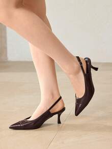 MOTF WOMEN SLINGBACKS POINT TOE PUMPS VALENTINE'S DAY - Burgundy - View 5