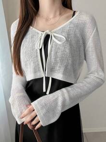 FRIFUL 女士休闲度假风吊带背心和罩衫两件套 - 黑色 - 查看 6