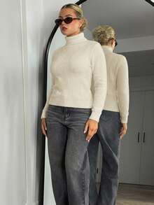 Bethéva 高领保暖内衬厚毛衣，修身保暖内衣，秋冬新品 - 米色 - 查看 5