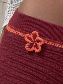 Selianne Women's Elegant 3D Floral Knit Top And Pants Set, Spring/Summer - Hot Pink - View 5