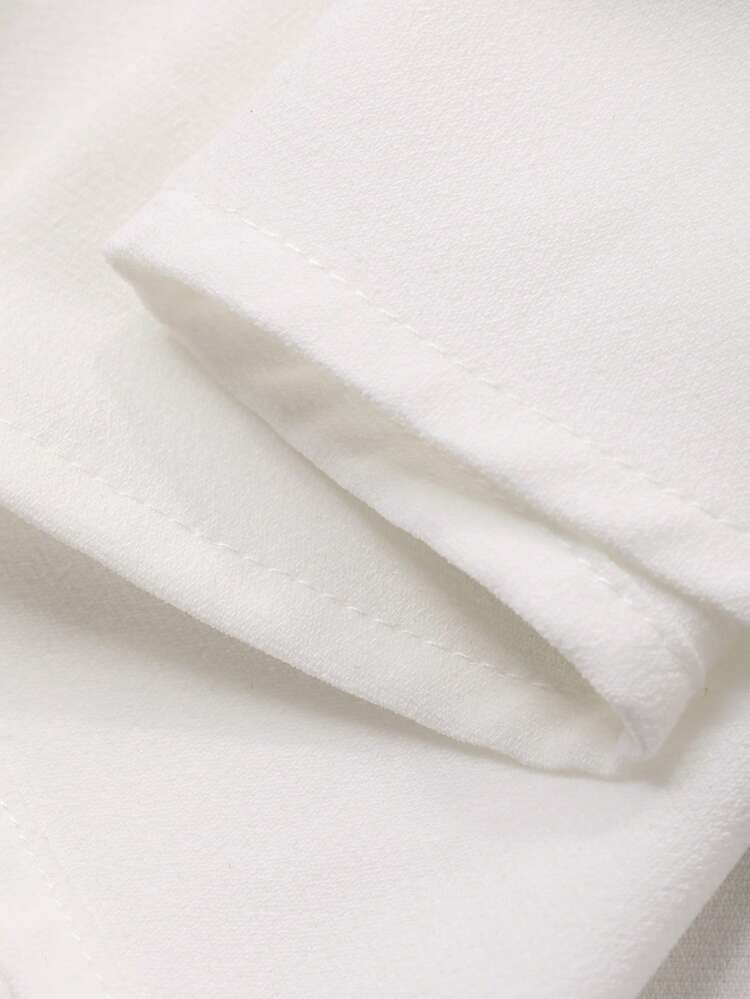 Women's Casual Solid Color Tie-Up Pleated Blouse, Spring/Summer