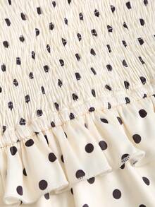 Sweetra Retro Elegant Romantic Sexy Slimming Polka Dot Print Tie Bow Sleeveless Romper - Black and White - View 4