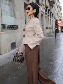 Yassique 女士秋冬款带扣开衫外套 - 鏽棕色 - 查看 4